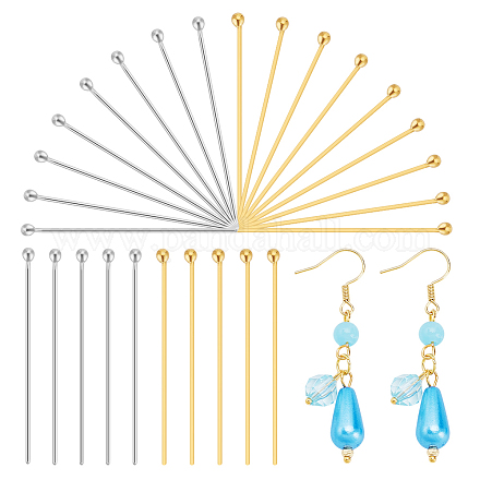 30 шт. 2 цвета 925 булавки с шарообразной головкой из стерлингового серебра STER-AR0001-15-1