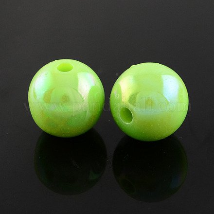 AB Color Plated Acrylic Gumball Beads for Bubblegum Necklace PACR-R204-18mm-19-1