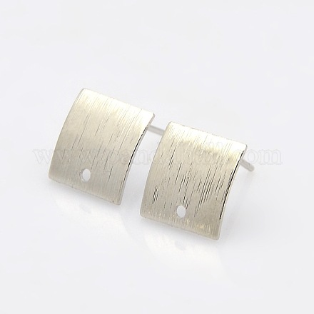 Square Brass Tags Stud Earring Findings KK-N0056-01P-1