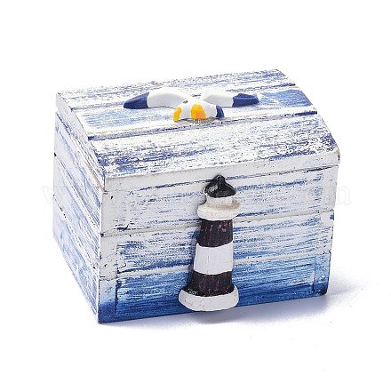 木箱  フリップカバーボックス  樹脂灯台付き  長方形  ミックスカラー  6.1x7.5x6.4cm CON-K013-02-1