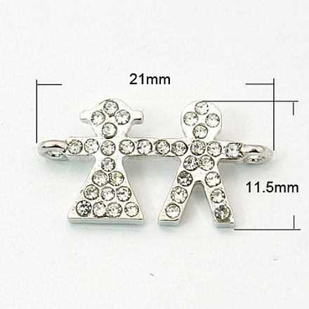 Lead Free Platinum Tone Alloy Grade A Crystal Rhinestone Links for Valentine's Day X-RB-C1508-A01P-LF-1