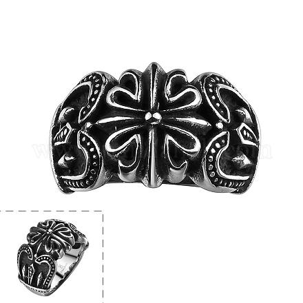 Punk Rock Style Unisex 316L Surgical Stainless Steel Flower & Crown Finger Rings RJEW-BB05937-10-1