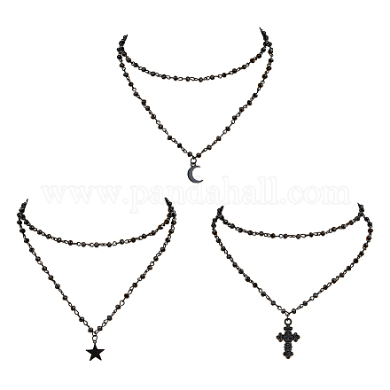 3 комплект из 3 подвесок в виде луны NJEW-FI0001-14-1