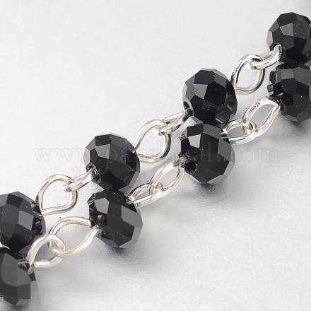 Catene di perle in vetro rondelle fatte a mano per creazione di bracciali collane AJEW-JB00121-03-1