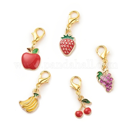 Décorations de pendentif de fruits en alliage d'émail HJEW-JM00647-1