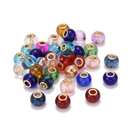 Mixed Large Hole Rondelle Glass European Beads X-GPDL-Q013-M-1