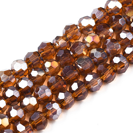 Electroplate Glass Beads Strands X-EGLA-R016-4m-4-1
