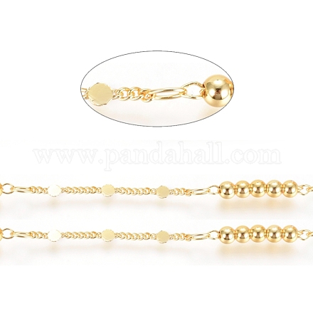 Brass Handmade Beaded Chains CHC-G006-07G-1