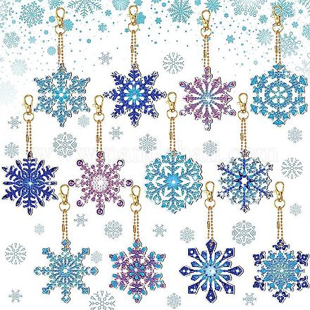 Kits de decoración con colgante de copo de nieve de Navidad con pintura de diamante diy WG44287-02-1
