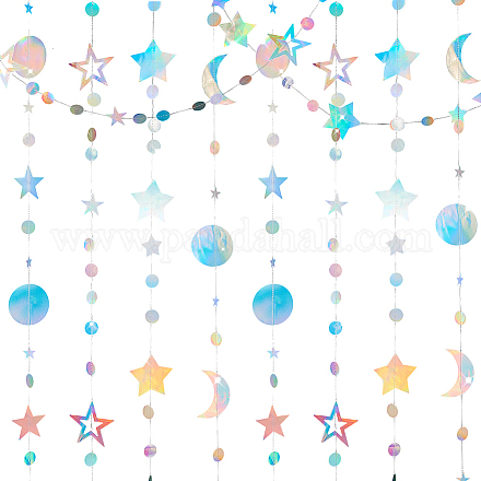 Pandahall elite 4 pz 4 ghirlanda di stelle con cerchio glitterato in carta iridescente AJEW-PH0004-59-1