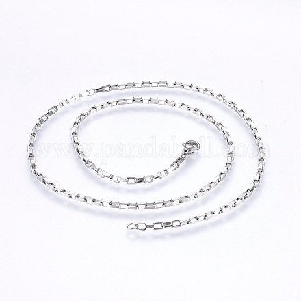 304 Stainless Steel Box Chain Necklaces NJEW-F226-07P-12-1