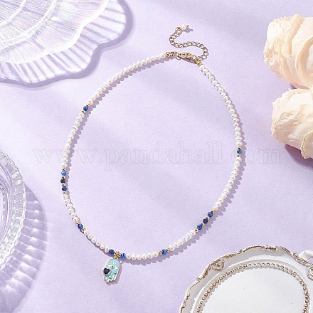 Латунный эмалированный кулон в виде хамсы на руку NJEW-JN05495-1