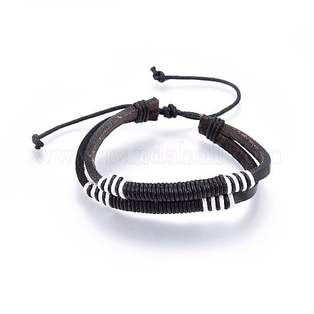 Leather Cord Multi-strand Bracelets BJEW-F347-04A-1