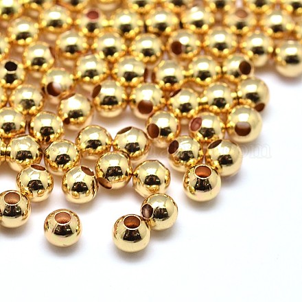 Eco-Friendly Brass Round Beads X-KK-M085-27G-NR-1