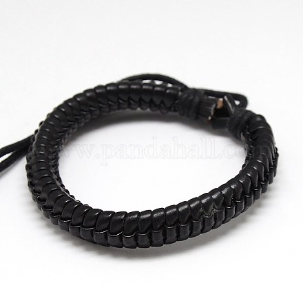 Trendy Unisex Casual Style Leather Wrapped PU Leather Bracelets BJEW-L308-14-1