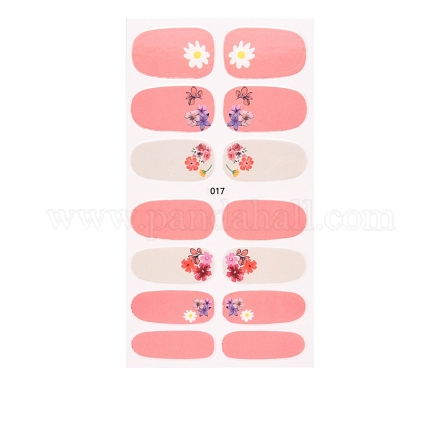 Pegatinas de uñas de flor de fresa de cubierta completa MRMJ-T100-017-1
