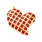 304 Stainless Steel Pendants, with Enamel, Checkerboard Heart Charm, Golden, FireBrick, 25x24x4mm, Hole: 2mm