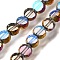 Electroplated Transparent Glass Beads Strands, Flat Round, Faceted, Colorful, 5.5~6x3~3.5mm, Hole: 1mm, about 73~74pcs/strand, 15.75''(40cm)
