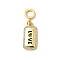 Brass Micro Pave Cubic Zirconia Pendants, Rectangle, with Enamel, Real 18K Gold Plated, Love, 32mm, Hole: 5mm