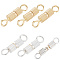 40Pcs 2 Colors Brass Screw Clasps, Column, Golden & Silver, 14x3mm, Hole: 2mm, 20pcs/color
