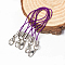 Mobile Straps, with Polyester String and Alloy Findings, Dark Violet, 70mm