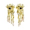 Alloy & Resin & Imitation Pearl Dangle Stud Earrings, Eye & Features & Nose, Left and Right, Golden, 61x23mm
