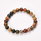 Natural Polychrome Jasper/Picasso Stone/Picasso Jasper Beaded Stretch Bracelets, Round, 2-1/8 inch(55mm), bead: 8~9mm