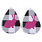 PU Leather Big Teardrop with Bunny Pendants, Easter Theme, with Rabbit Pattern, Medium Violet Red, 55~56.5x35~37x2mm, Hole: 1~2mm
