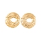 Ion Plating(IP) 304 Stainless Steel Stud Earrings for Women, Hollow Flat Round, Real 18K Gold Plated, 29.5x28mm