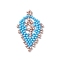 Seed Beads Beaded Charms, Leaf Pendants, Deep Sky Blue, 36x19x2mm, Hole: 0.6mm