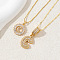 2Pcs 2 Styles Brass Pave Clear Cubic Zirconia Initial Pendant Necklace Sets, Golden, Letter C, 17.72 inch(45cm), 1pc/style