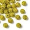 30Pcs Pave Disco Ball Beads, Polymer Clay Rhinestone Beads, Round, Citrine, PP13(1.9~2mm), 6 Rows Rhinestone, 10mm, Hole: 1.5mm