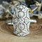 Retro Brass & Cubic Zirconia Finger Rings, Clear, 21x13mm,US Size 9(18.9mm)