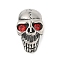 304 Stainless Steel European Beads, with Rhinestone, Large Hole Beads, Skull, Antique Silver, 21x12.5x9mm, Hole: 5.5x6.5mm
