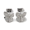 Brass Stud Earring Findings, with 925 Sterling Silver Pin, Bowknot, Platinum, 11x11mm, Pin: 11.5x0.7mm & 3.5x0.7mm
