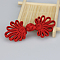 Polyester Chinese Knot Buttons, Closure Sewing Fasteners for Garment Accessories, Flower, Red, 75x32mm