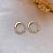 Ring Alloy Plastic Imitation Pearl Hoop Earrings, Golden, 15mm