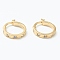 Brass Micro Pave Clear Cubic Zirconia Hoop Earrings, Ring with Star, Real 18K Gold Plated, 15x16x3mm, Pin: 1x0.8mm