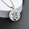 201 Stainless Steel Pendant Necklaces with Alloy Box Chain, Stainless Steel Color, Flat Round Constellation Pattern, Gemini, 23.62 inch(60cm)