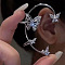 Alloy Rhinesonte Cuff Earrings, Platinum, Butterfly