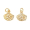 Brass Micro Pave Clear Cubic Zirconia Charms, Shell Shape, Long-Lasting Plated, Cadmium Free & Lead Free, Rack Plating, with Jump Ring, Real 18K Gold Plated, 12x11.5x2.6mm, Hole: 3.4mm