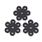 PU Leather Fabric Beads, Flower, Black, 14x13x2mm, Hole: 2mm