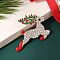 Christmas Theme Enamel Pins, Golden Alloy Rhinestones Brooches for Backpack Clothes, Deer, 35x45mm