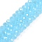 Electroplate Glass Beads Strands, Imitation Jade Beads, Pearl Luster Plated, Faceted, Rondelle, Light Sky Blue, 6x5mm, Hole: 1mm, about 80~85pcs/strand, 38~40cm