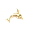 Brass Micro Pave Clear Cubic Zirconia Pendants, Dolphin Charms, Rack Plating, Long-Lasting Plated, Lead Free & Cadmium Free, Real 18K Gold Plated, 21x20.5x3.5mm, Hole: 3mm