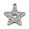 304 Stainless Steel Pendants, with Rhinestone, Star, Stainless Steel Color, 16x15x1.5mm, Hole: 1.5mm