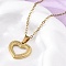 Hollow Heart 304 Stainless Steel Pendant Necklaces, Ion Plating(IP), Real 18K Gold Plated, 18.11 inch(46cm)