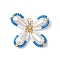Two Tone Glass Seed Beaded Butterfly Pendants, with 304 Stainless Steel Open Jump Rings and Acrylic Imitation Pearl Beads, Dodger Blue, 31.5x36x8mm, Hole: 4.5mm