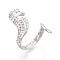 304 Stainless Steel Cuff Open Rings for Women, Sea Horse, Stainless Steel Color, US Size 7 1/4(17.5mm)