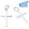2Pcs 925 Sterling Silver Pendants, Religion Cross Charms, with Jump Rings & 925 Stamp, 1Pc Suede Fabric Square Silver Polishing Cloth, Silver, 16x9.5x1mm, Hole: 3mm